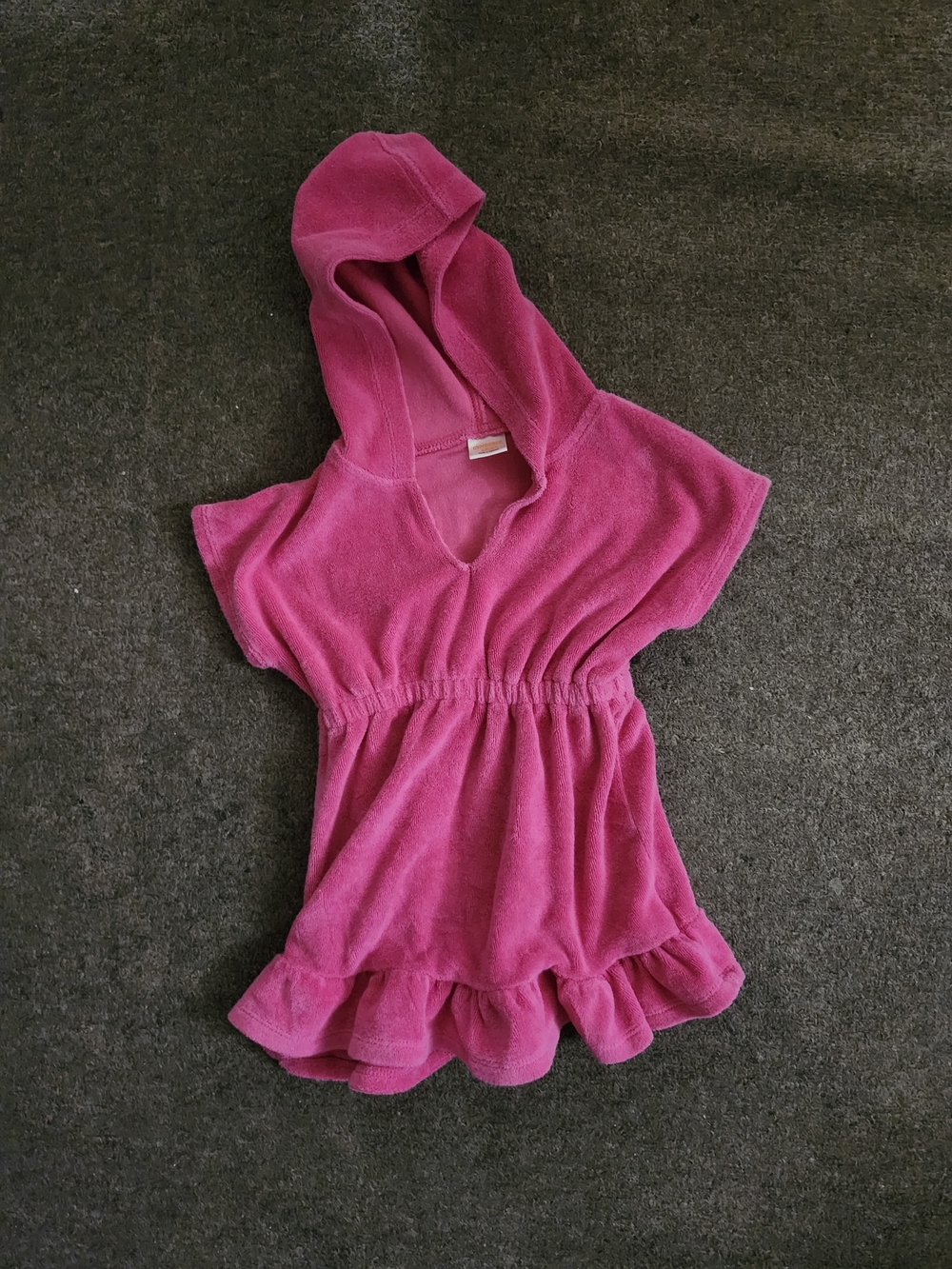 Girls Hooded Terry Cover-Up in Bright Pink